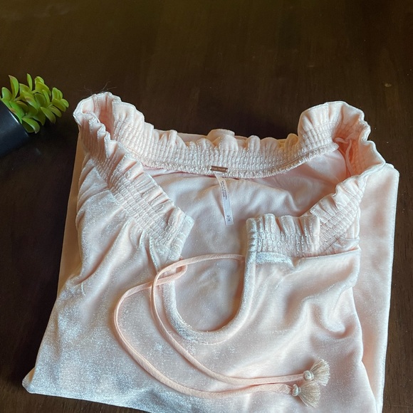 Free People Terese Pink Tint Velvet Top Size Medium - Picture 10 of 10